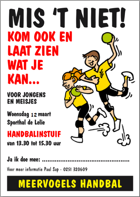 Handbal stuif in voor groepen 3 en 4