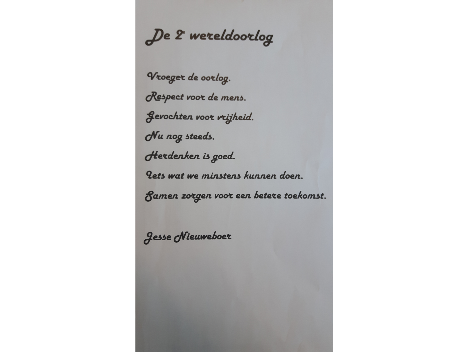 Gedichten 4 mei herdenking groep 8 - Kindcentrum De Brug