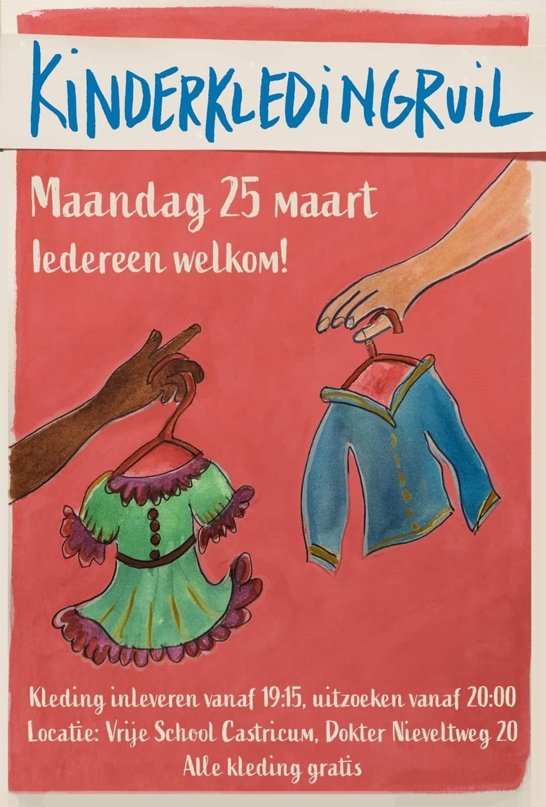 Kinderkledingruil 25 maart, locatie gewijzigd!